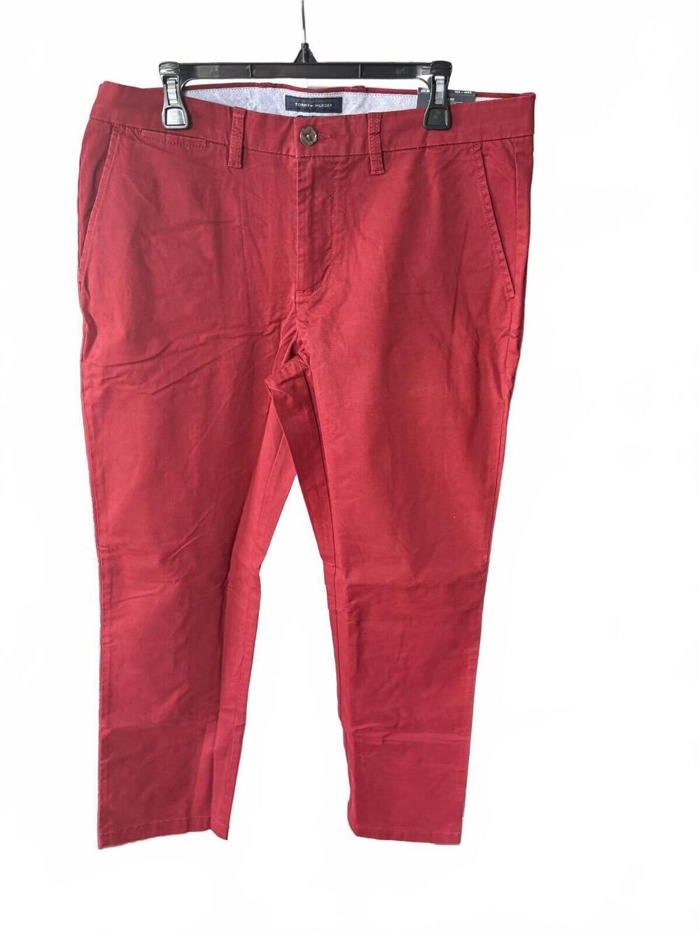 New Tommy Hilfiger Red Regular Fit Stretch Chino Pants 34x32 Mens Regatta red - Picture 6 of 6